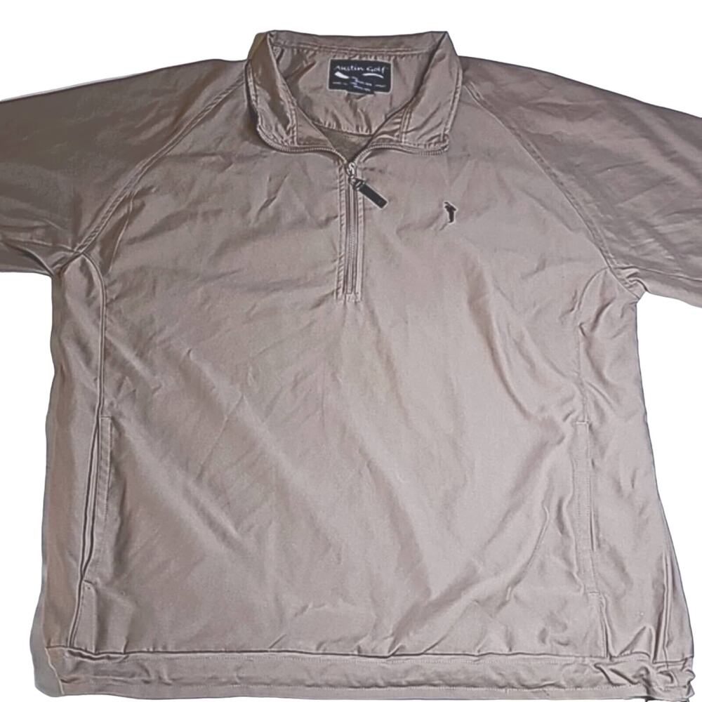 Mens Sz M Tan 1/2 Zip Wind and Water Resistant 1/4 Zip Austin Golf Jacket